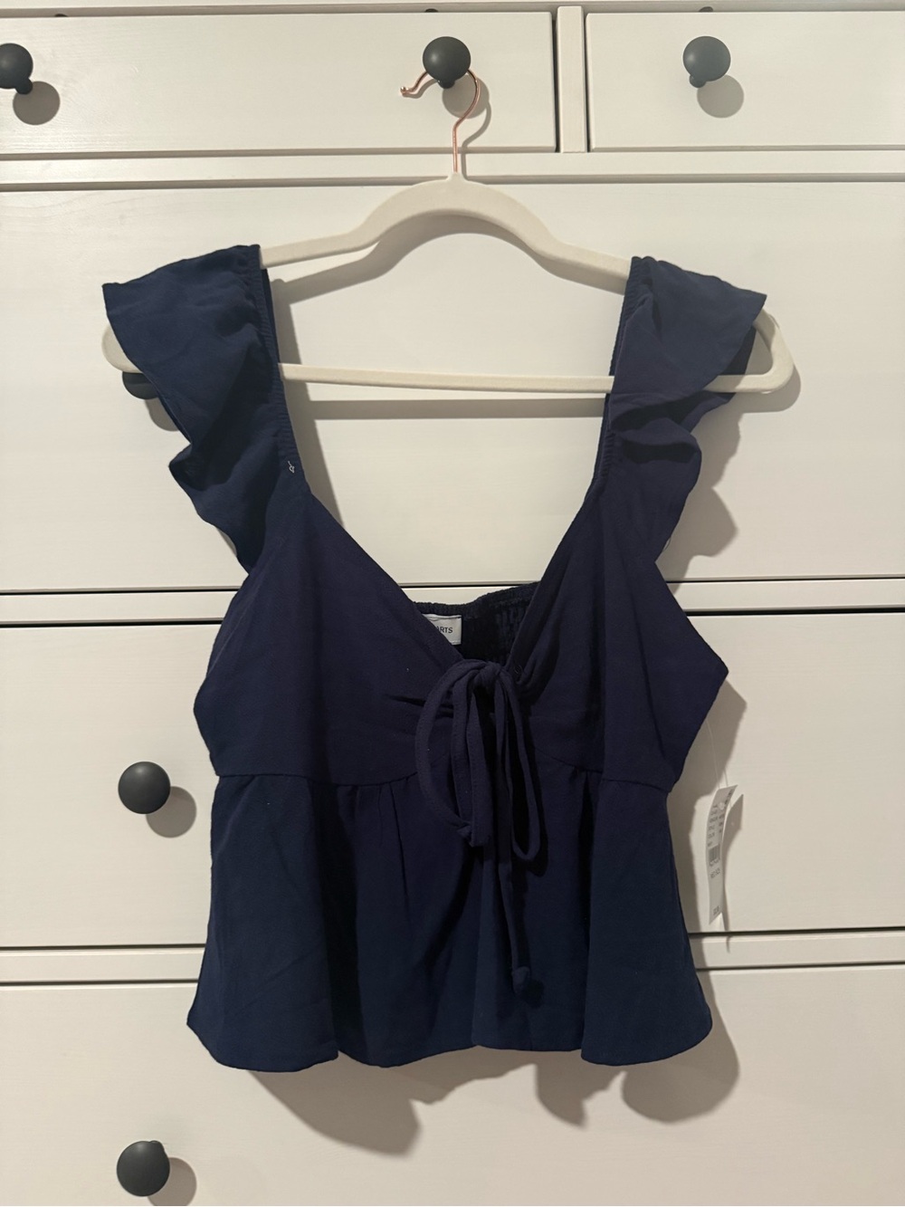 PacSun Navy Ruffle Strap Tank Top